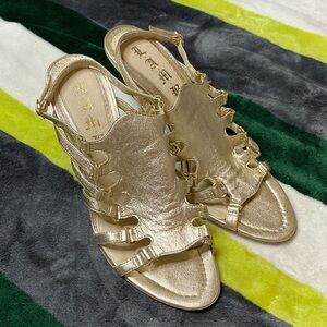 L.A.M.B. Gwen Stefani Gold Women's Sandals Size 8.5